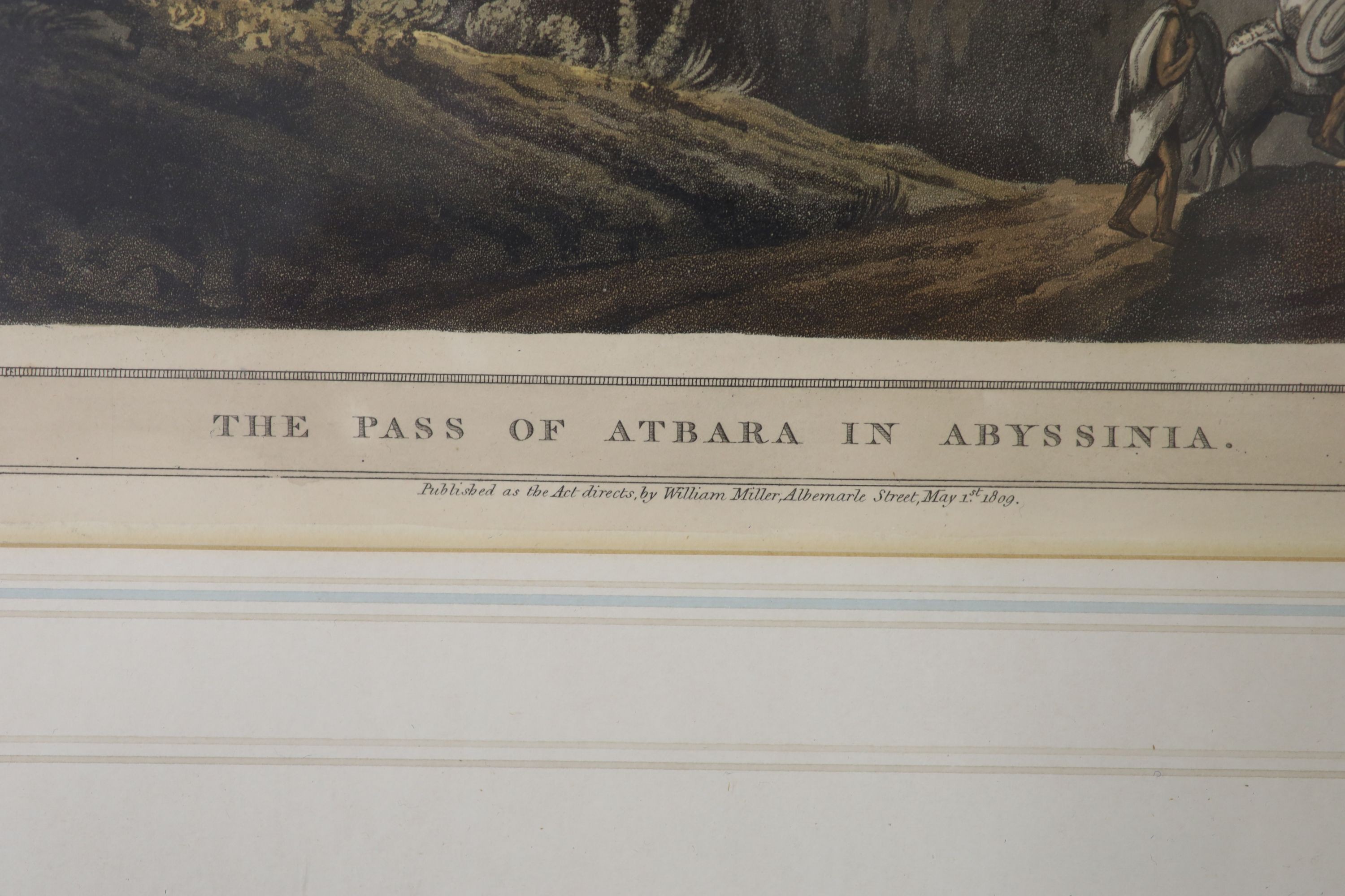 Havell after Henry Salt, coloured aquatint, 'The Pass of Atbara in Abyssinia' 1809, 41 x 59cm